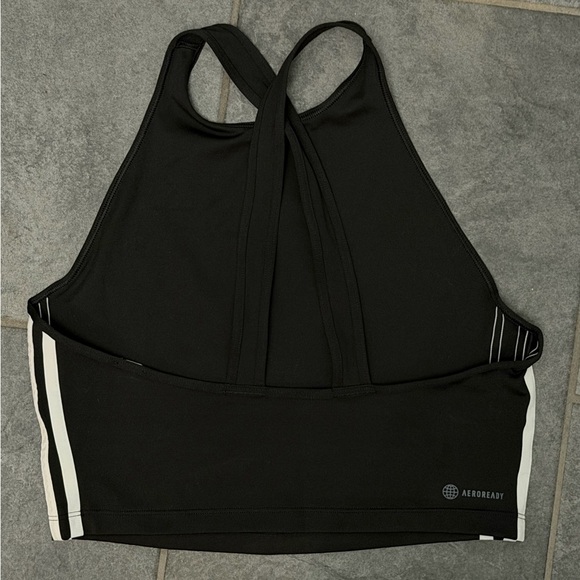 Adidas Training 3-Stripe Aeroready Crossback Crop Tank - Black - Medium - Picture 5 of 8